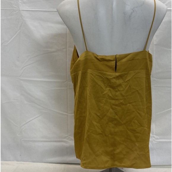 Tahari Womens Spaghetti Strap V Neck Tank Top w/ Reverse Inset L NWT Golden Dusk - Picture 4 of 5